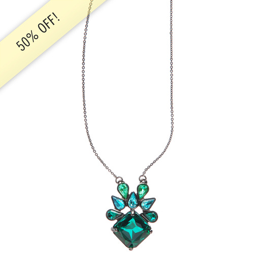 Mixed Stone Pendant Necklace on a white background