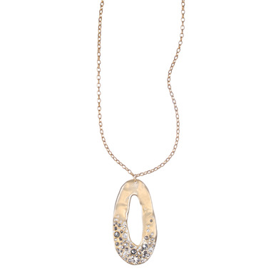 Organic Pave Oval Pendant Necklace