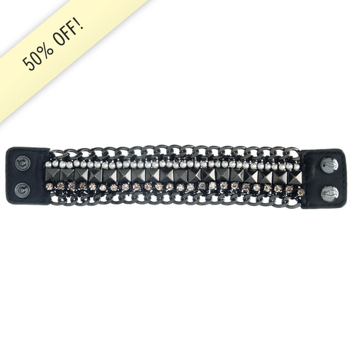 Woven Chain + Pearl Cuff on a white background