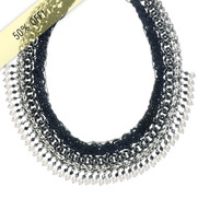 Woven Chain + Pearl Leather Bib