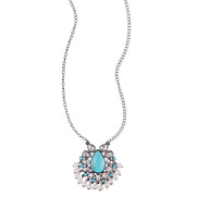 Pearl Fringed Turquoise Pendant Necklace