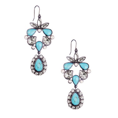 Turquoise Stone Chandelier Earrings