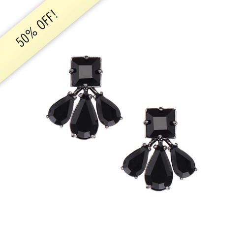 Fan Drop Stone Earrings on a white background