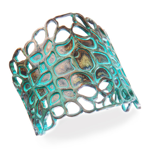 Open Work Patina Cuff on a white background