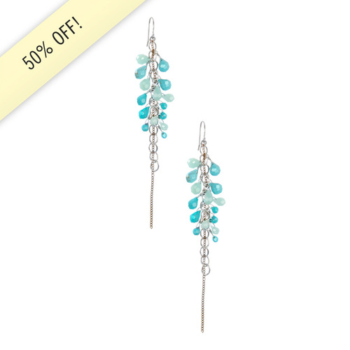 Amazonite Linear Drop Earrings on a white background