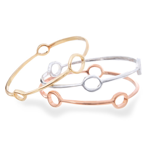 Tri Tone Open Circle Bangle Set on a white background