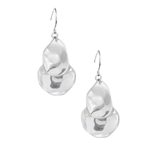 Sculpted Petal Double Drop Earrings on a white background