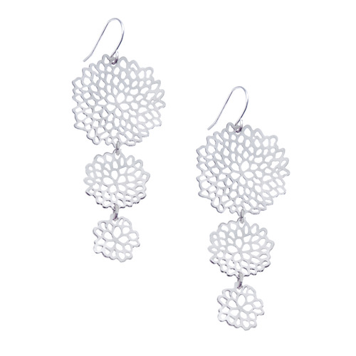 Cascading Pom Pom Earrings on a white background