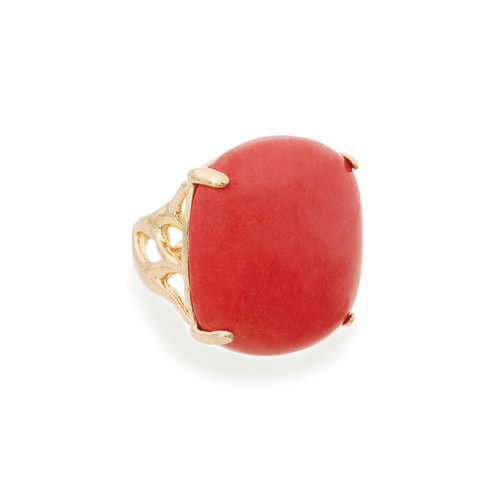 Coral Stone Ring on a white background