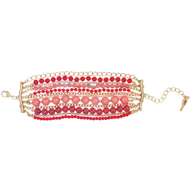 Multi Strand Coral Bracelet on a white background