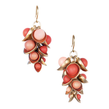Coral Cluster Drop Earring on a white background