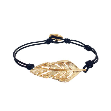 Sculpted Feather Leather Wrap Bracelet on a white background