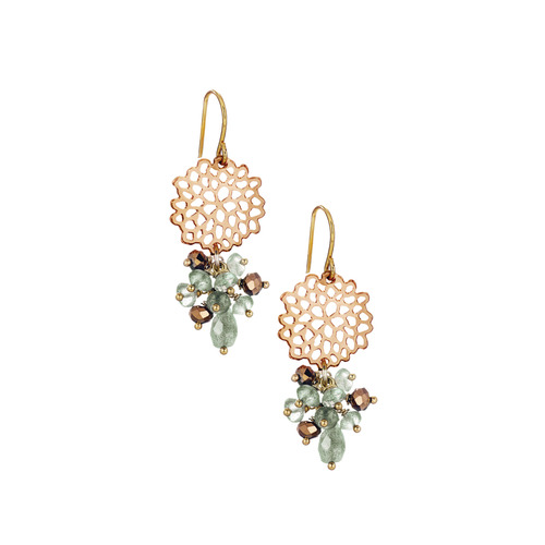 Bead Cluster Pom Pom Earrings on a white background