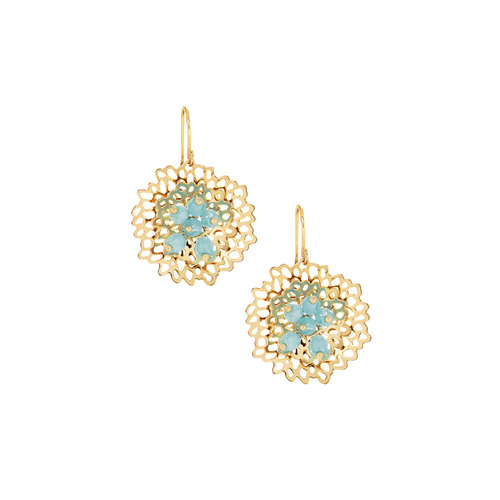 Beaded Pom Pom Earrings on a white background