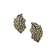 Pave Leaf Clip-On Earrings