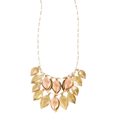 Cluster Leaf Necklace on a white background