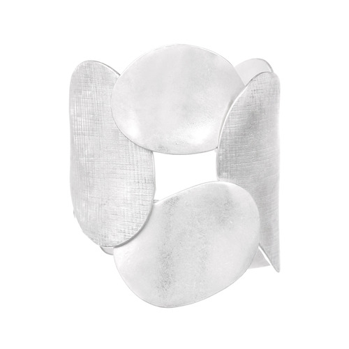 Overlapping Metal Disc Cuff on a white background