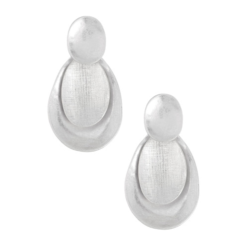 Overlapping Metal Disc Earrings on a white background
