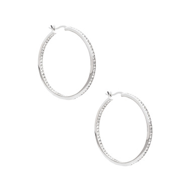 Crystal Pave Hoop Earrings on a white background