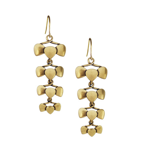 Metal Bow Tie Linear Drop Earrings on a white background
