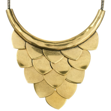 Layered Scales Metal Bib Necklace on a white background