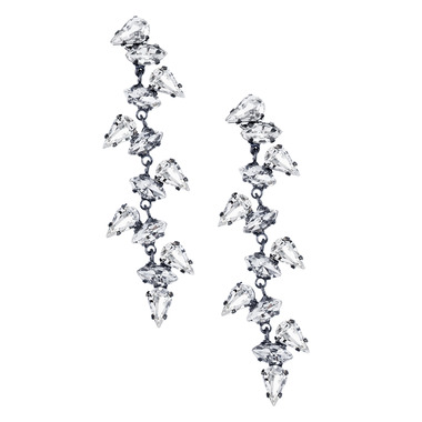 Cascading Crystals Linear Earrings on a white background