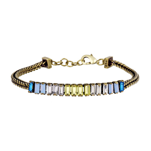 Colorful Stone + Chain Bracelet on a white background