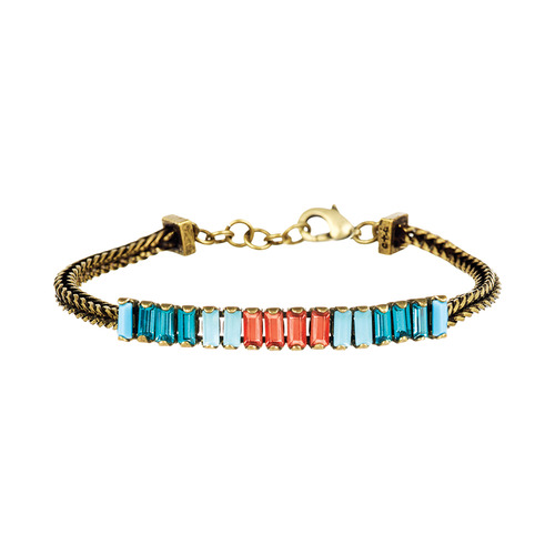 Colorful Stone + Chain Bracelet on a white background