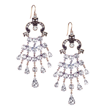 Vintage Lace Chandelier Earrings on a white background