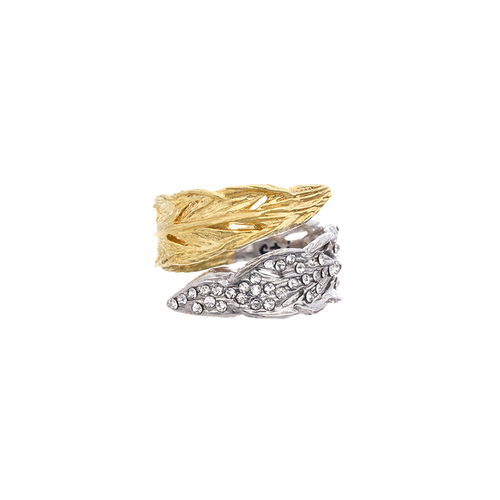 Two-Tone Feather Wrap Ring on a white background