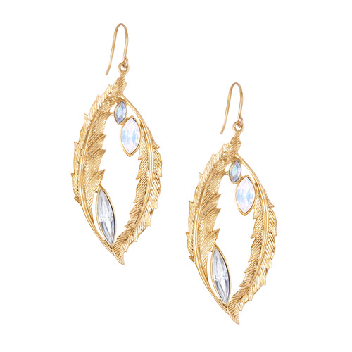 Sweeping Feathers Drop Earrings on a white background