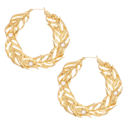 Sweeping Feathers Hoop Earrings on a white background