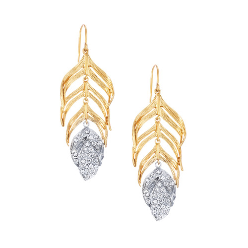 Cascading Feather Drop Earrings on a white background