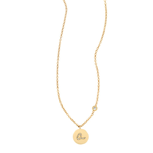 Pavé Initial Disc "A" Charm Pendant on a white background
