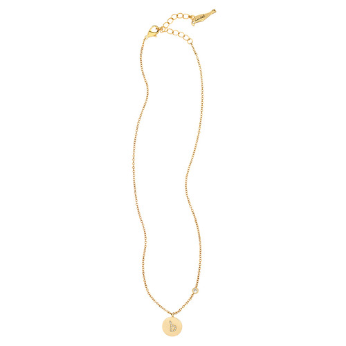 Pavé Initial Disc "B" Charm Pendant on a white background