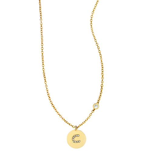Pavé Initial Disc "C" Charm Pendant on a white background