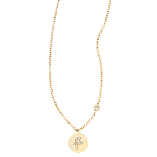 Pavé Initial Disc "P" Charm Pendant on a white background