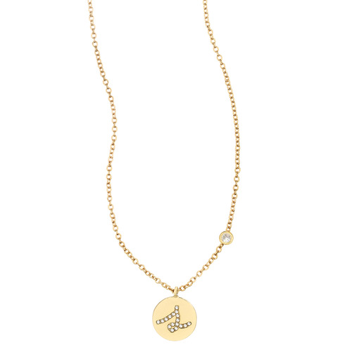 Pavé Initial Disc "S" Charm Pendant on a white background