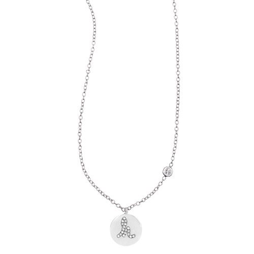 Pavé Initial Disc "H" Charm Pendant on a white background
