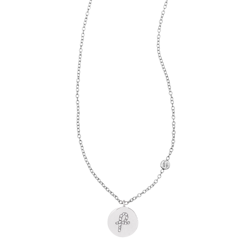 Pavé Initial Disc "P" Charm Pendant on a white background
