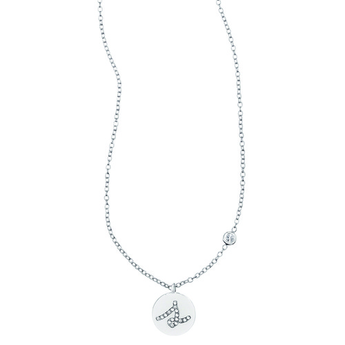 Pavé Initial Disc "S" Charm Pendant on a white background