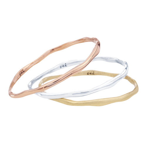 Tri-Tone Organic Bangle Set on a white background