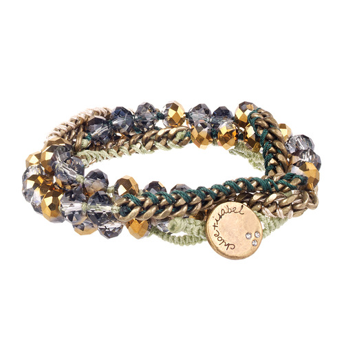 Bead + Chain Multi Wrap Bracelet on a white background