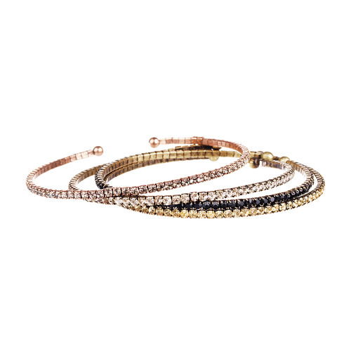 Petite Rhinestone Open Bangle Set on a white background