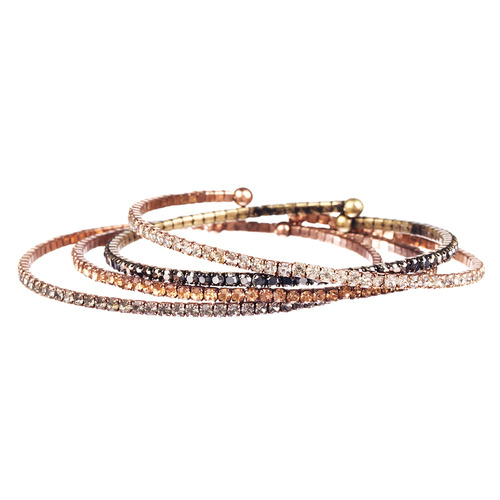 Petite Rhinestone Open Bangle Set on a white background