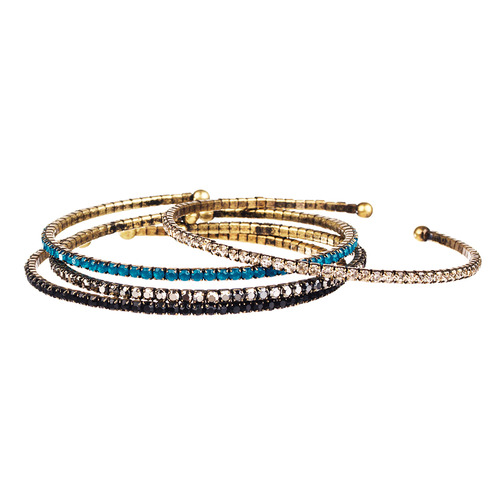 Petite Rhinestone Open Bangle Set on a white background