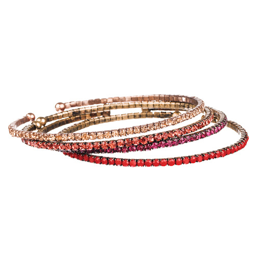 Petite Rhinestone Open Bangle Set on a white background