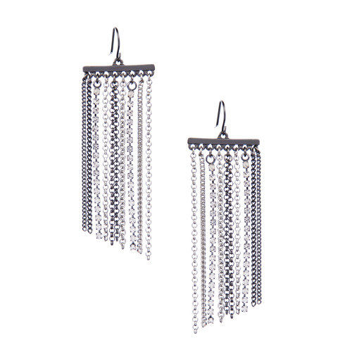 Rhinestone And Chain Shower Earrings on a white background