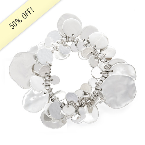 Pressed Paillette Multi Drop Stretch Bracelet on a white background