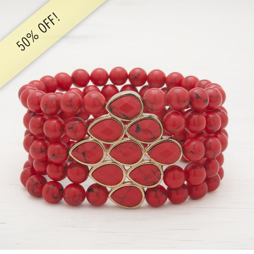 Semi Precious Stretch Bracelet on a white background